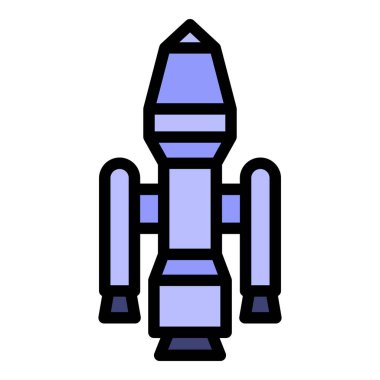 Uzay aracı simgesi. Beyaz arkaplan rengi üzerinde izole edilmiş web tasarımı için özet uzay aracı vektör simgesi