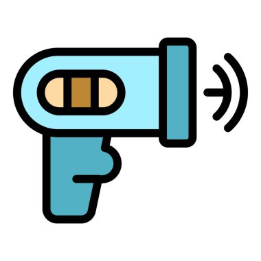 Lazer mesafe ölçer ikonu. Beyaz arkaplan renginde izole edilmiş web tasarımı için lazer uzaklık vektör simgesi