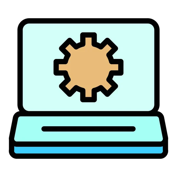 Laptop Settings Icon Outline Laptop Settings Vector Icon Web Design — Stock Vector