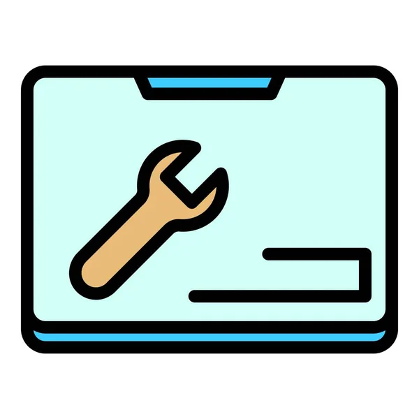 Значок Обслуживания Компьютера Контур Компьютерный Вектор Службы Значок Веб Дизайна — стоковый вектор