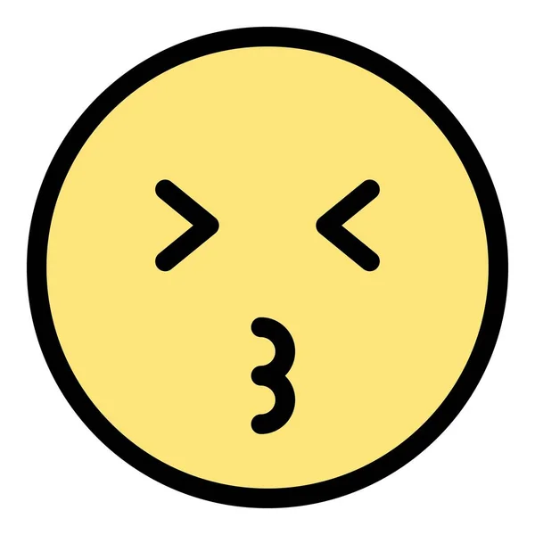 Mencium Ikon Emoji Garis Luar Ikon Vektor Emoji Kissing Untuk - Stok Vektor