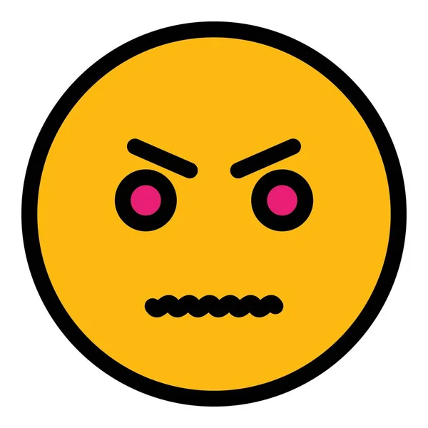 Wściekła Ikona Emotikony Zarys Angry Emoji Wektor Ikona Projektowania Stron — Wektor stockowy