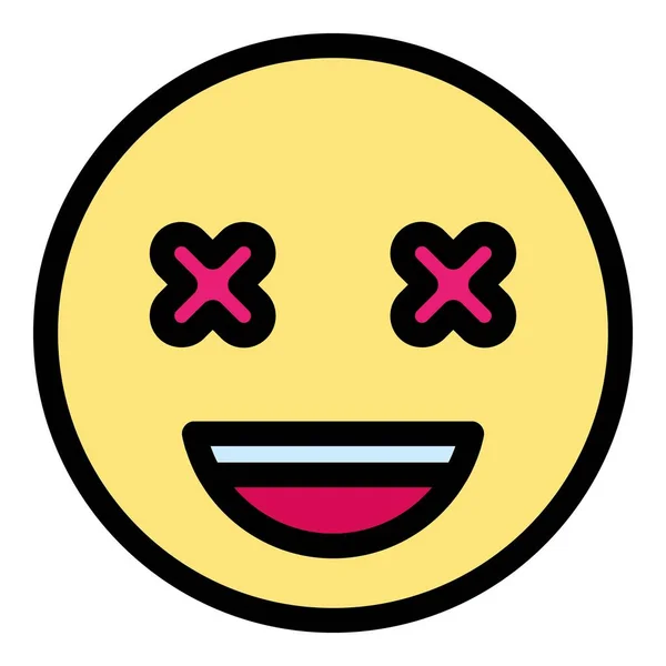 Dziwna Ikona Emotikony Zarys Weird Emoji Wektor Ikona Projektowania Stron — Wektor stockowy