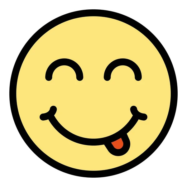 Icono Sonrisa Lengua Esquema Lengua Sonrisa Vector Icono Para Diseño — Archivo Imágenes Vectoriales