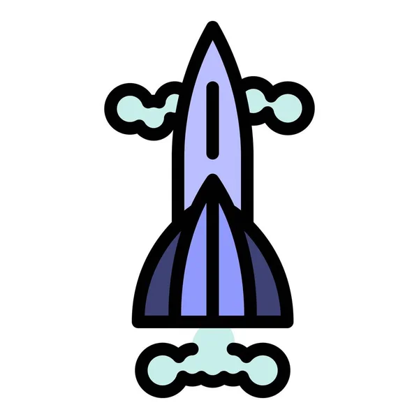 宇宙ロケットのアイコン 概要白色背景カラーフラット上に分離されたウェブデザインのための宇宙ロケットベクトルアイコン — ストックベクタ