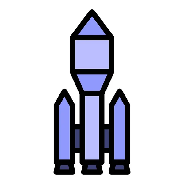 ロケットシャトルのアイコン 概要白い背景色のフラット上に隔離されたウェブデザインのためのロケットシャトルベクトルアイコン — ストックベクタ