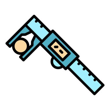 Dijital mikrometre doğrusal simge. Beyaz arkaplan rengi üzerinde izole edilmiş web tasarımı için Dijital mikrometre doğrusal vektör simgesi