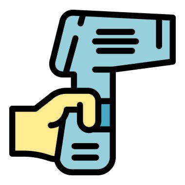 Lazer termometre sensör ikonu. Beyaz arkaplan renginde izole edilmiş web tasarımı için lazer termometre sensör vektör simgesi