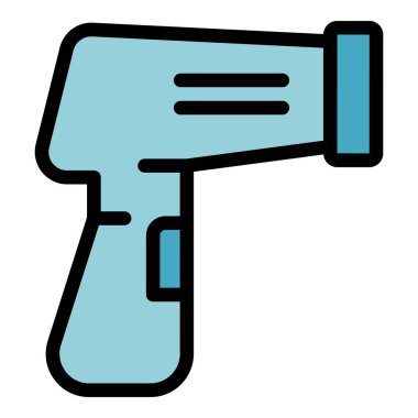 Lazer termometre virüs ikonu. Beyaz arkaplan renginde izole edilmiş web tasarımı için lazer termometre virüs vektör simgesi