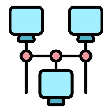 Ağ bilgisayar simgesi. Beyaz arkaplan rengi üzerinde izole edilmiş web tasarımı için Ağ bilgisayar vektör simgesi