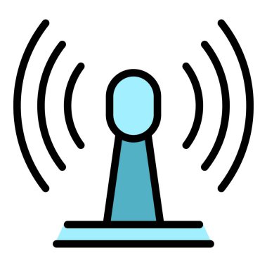 Wifi kulesi simgesi. Beyaz arkaplan rengi üzerinde izole edilmiş web tasarımı için Wifi kule vektör simgesi taslağı