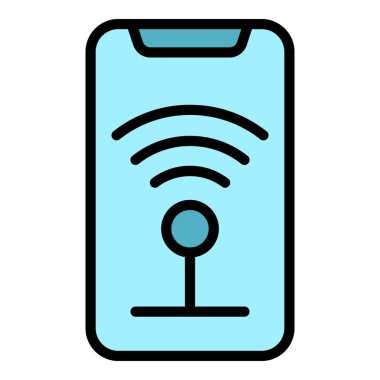 Wifi telefon internet ikonu. Beyaz arkaplan rengi üzerinde izole edilmiş web tasarımı için Wifi telefon internet vektör simgesi