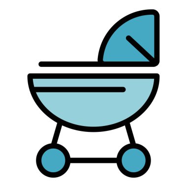 Bebek arabası ikonu. Beyaz arkaplan renklerinde izole edilmiş web tasarımı için Bebek taşıma ikonu