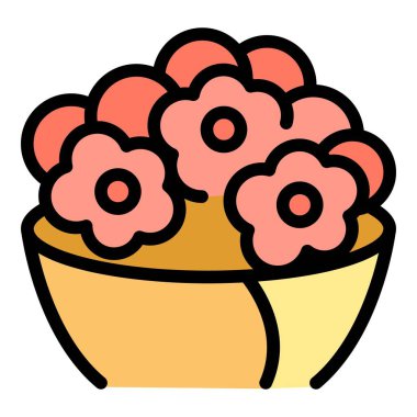 Romantik çiçek buketi ikonu. Beyaz arkaplan renginde izole edilmiş web tasarımı için Romantik çiçek buket vektör simgesi