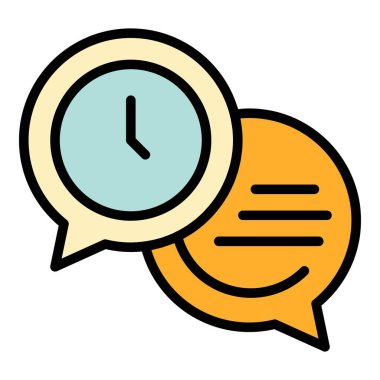 Geç iş sohbet ikonu. Beyaz arkaplan rengi üzerinde izole edilmiş web tasarımı için geç çalışma sohbet vektör simgesi