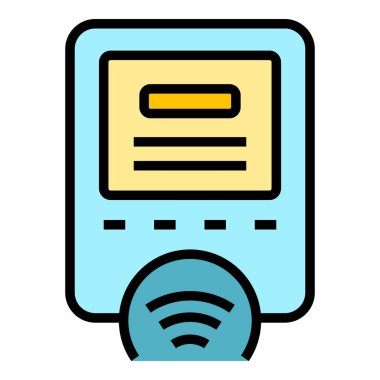 Metro bileti aygıtı simgesi. Beyaz arkaplan rengi üzerinde izole edilmiş web tasarımı için Metro bilet aygıtı vektör simgesi taslağı