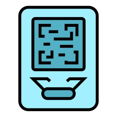 Metro bileti QR kod simgesi. Beyaz arkaplan rengi üzerinde izole edilmiş web tasarımı için Metro bileti qr kod vektör simgesi