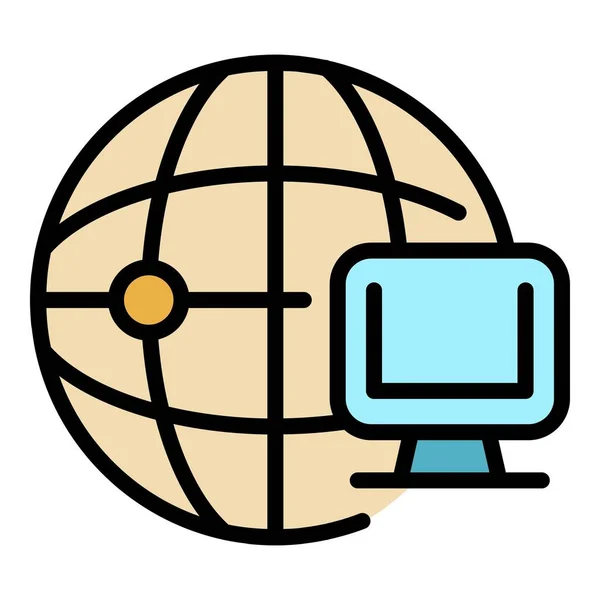 Icono Global Internet Esquema Icono Vector Internet Global Para Diseño — Vector de stock