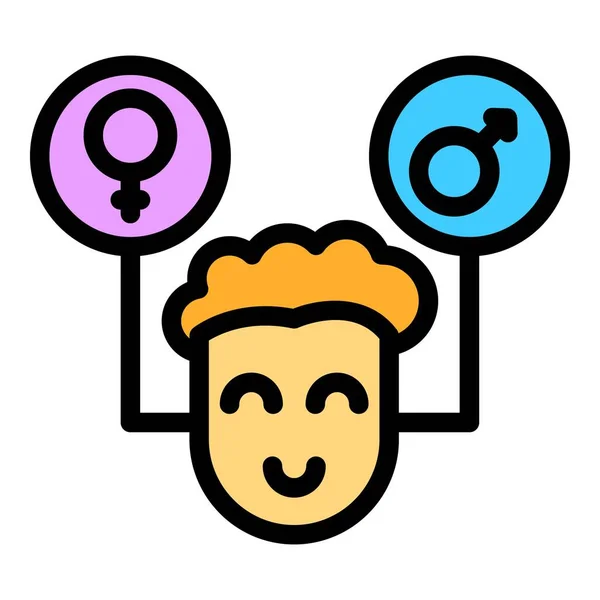 Gender Identity Boy Think Icon Outline Gender Identity Boy Think — Stock Vector
