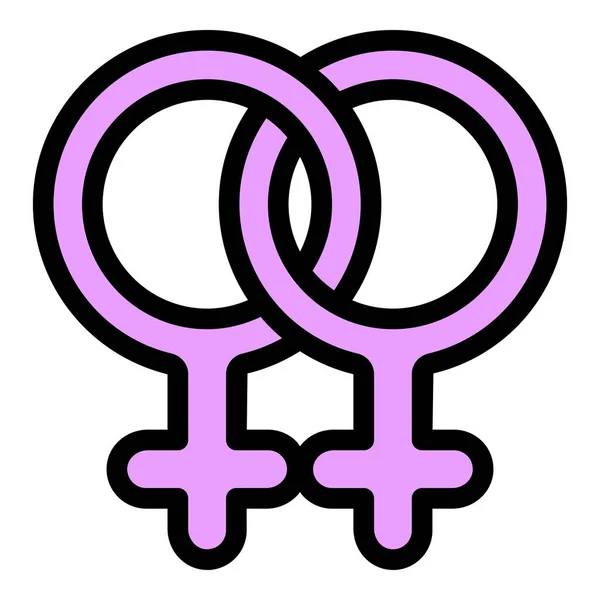 ジェンダーアイデンティティレズビアンのアイコン 概要白地カラーフラット上に分離されたウェブデザインのための性同一性レズビアンベクトルアイコン — ストックベクタ