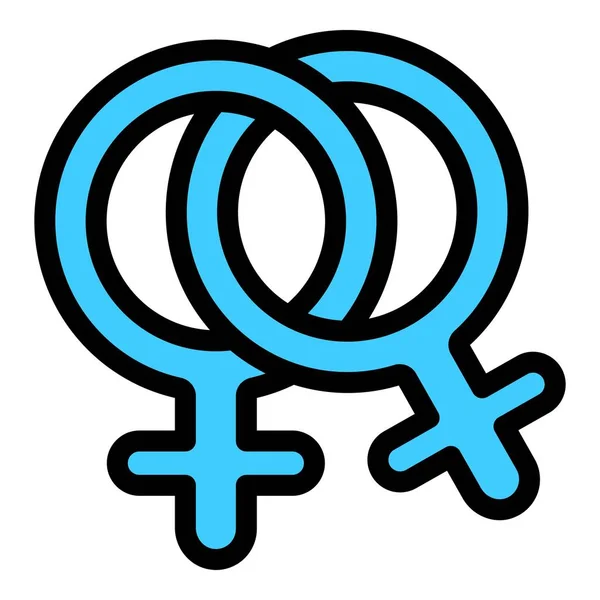 ジェンダーアイデンティティはレズビアンのアイコンです 概要白地カラーフラット上に分離されたウェブデザインのための性同一性Cisレズビアンベクトルアイコン — ストックベクタ