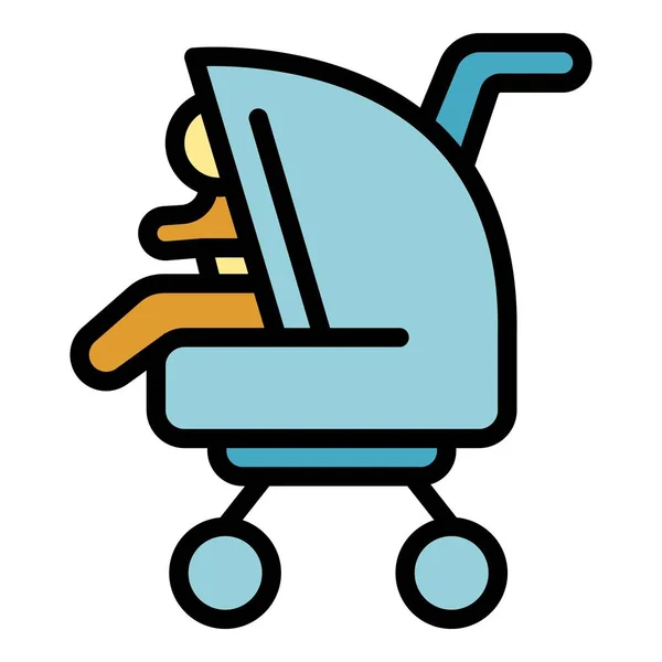 Ikona Wózka Dziecięcego Zarys Dziecko Wózek Wektor Ikona Dla Projektowania — Wektor stockowy