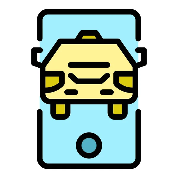 Иконка Машины Таксометра Контур Таксометр Вектор Значок Транспортного Средства Веб — стоковый вектор