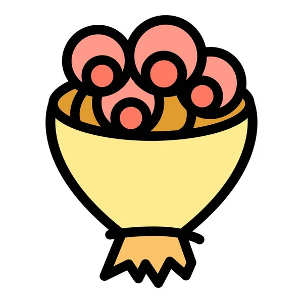 Διακοσμητικό Λουλούδι Μπουκέτο Εικονίδιο Περίγραμμα Διακοσμητικό Λουλούδι Λουλούδι Διάνυσμα Εικονίδιο — Διανυσματικό Αρχείο