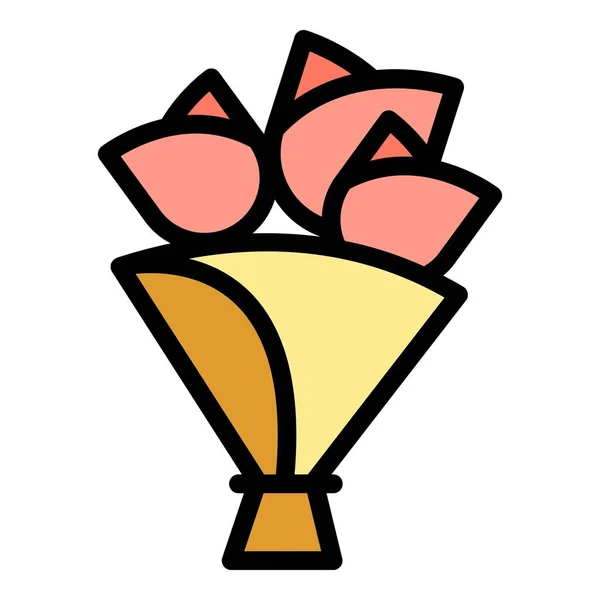 Εορτασμός Λουλούδι Μπουκέτο Εικονίδιο Περίγραμμα Γιορτή Λουλούδι Λουλούδι Διάνυσμα Εικονίδιο — Διανυσματικό Αρχείο