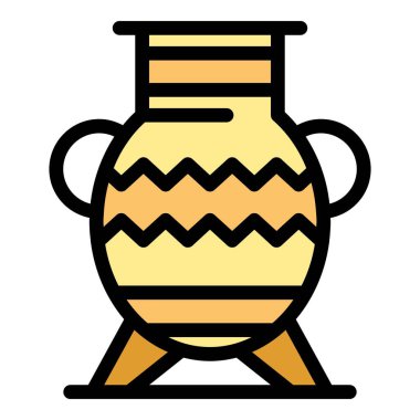 Keşif kadim vazo ikonu. Beyaz arkaplan renklerinde izole edilmiş web tasarımı için eski vazo vektör simgesi taslağı