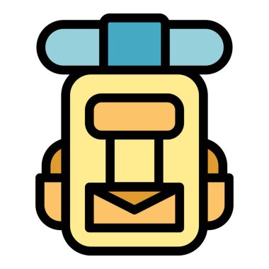 Sefer sırt çantası ikonu. Beyaz arkaplan rengi üzerinde izole edilmiş web tasarımı için Outline Expedition sırt çantası vektör simgesi