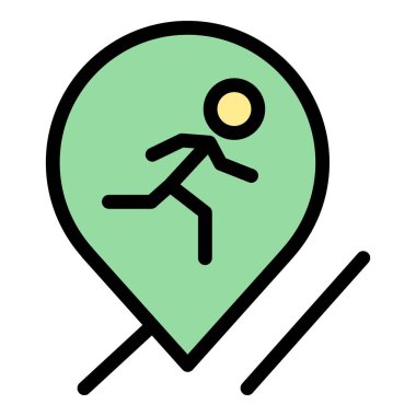 Çalıştırıcı uygulama konumu simgesi. Beyaz arkaplan rengi üzerinde izole edilmiş web tasarımı için ana hatlı çalıştırıcı uygulama konum vektör simgesi