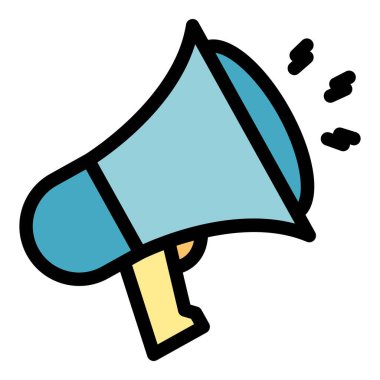 Koşucu megafon ikonu. Beyaz arkaplan rengi üzerinde izole edilmiş web tasarımı için ana hatlı çalıştırıcı megafon vektör simgesi