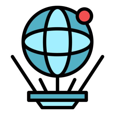 Gezegen hologram projeksiyon ikonu. Beyaz arkaplan renginde izole edilmiş web tasarımı için Ana Gezegen hologram projeksiyon vektör simgesi