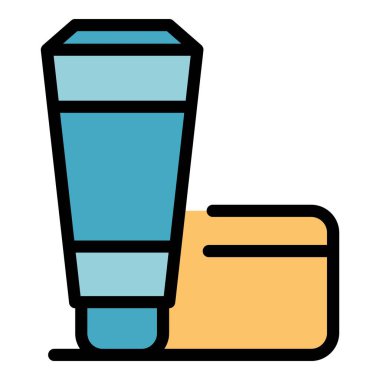 Kuaför krem ikonu. Beyaz arkaplan rengi üzerinde izole edilmiş web tasarımı için özet Coiffure tüp krem vektör simgesi