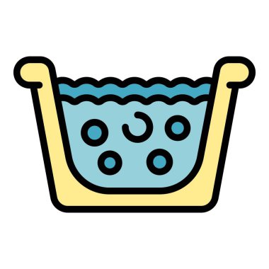 Kovayı yıka ikonu. Beyaz arkaplan renginde izole edilmiş web tasarımı için Wash kova vektör simgesi