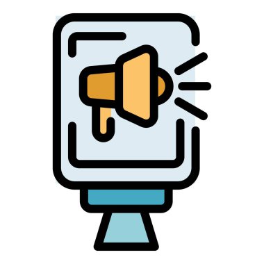 Pazarlama ışık panosu simgesi. Beyaz arkaplan rengi üzerinde izole edilmiş web tasarımı için taslak pazarlama ışıklandırma vektör simgesi