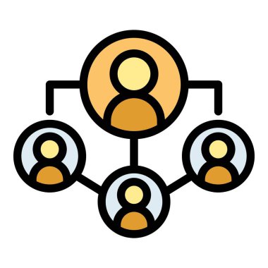 Ofis takım çalışması ikonu ana hatları vektörü. İş adamları. Çalışma takımı rengi düz