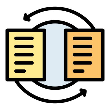 Belge simgesi dış hat vektörünü dönüştür. Fatura verileri. Dosya kopyalama rengi düzlüğü