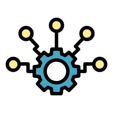 Veri kaynağı simgesi ana hatlı vektörü. Çevrimiçi takım çalışması. Çalışma iş rengi düz