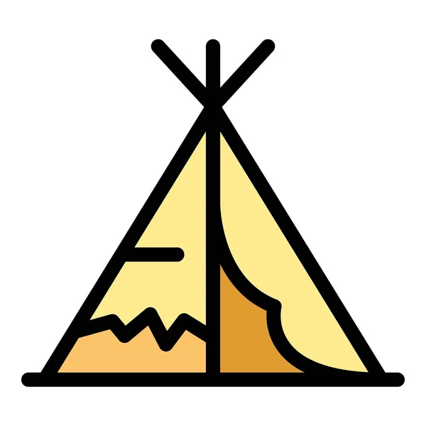 Icona Della Tenda Tribale Della Spedizione Outline Spedizione Tribale Tenda — Vettoriale Stock