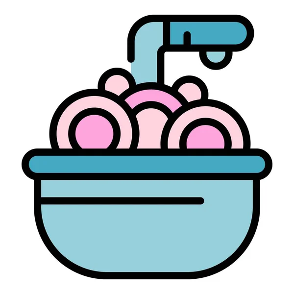 食器アイコンを洗う 概要白い背景色のフラットに隔離されたウェブデザインのための食器ベクトルアイコンを洗う — ストックベクタ