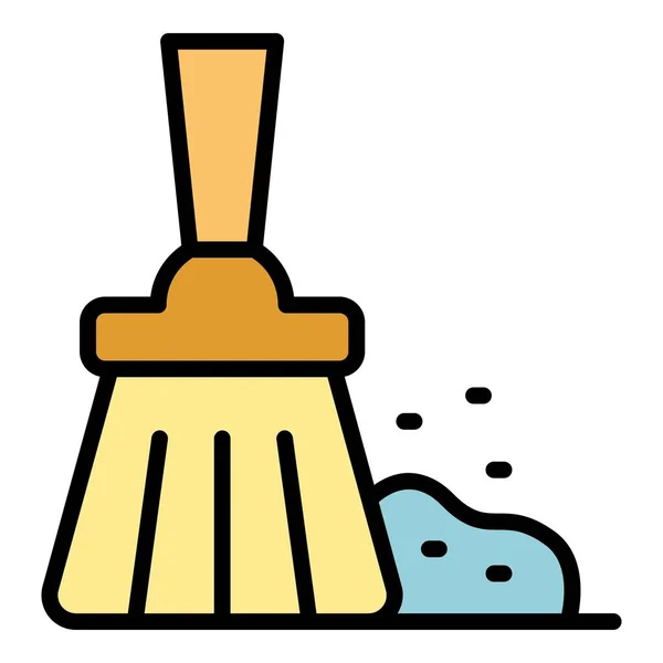 빗자루 아이콘 청소하기 평면에 디자인을 Cleaning Broom Vector Icon — 스톡 벡터