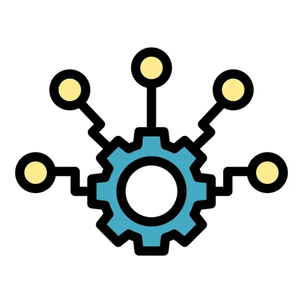 Gear Resource Icon Outline Vector Online Teamwork Work Job Color — Stock Vector