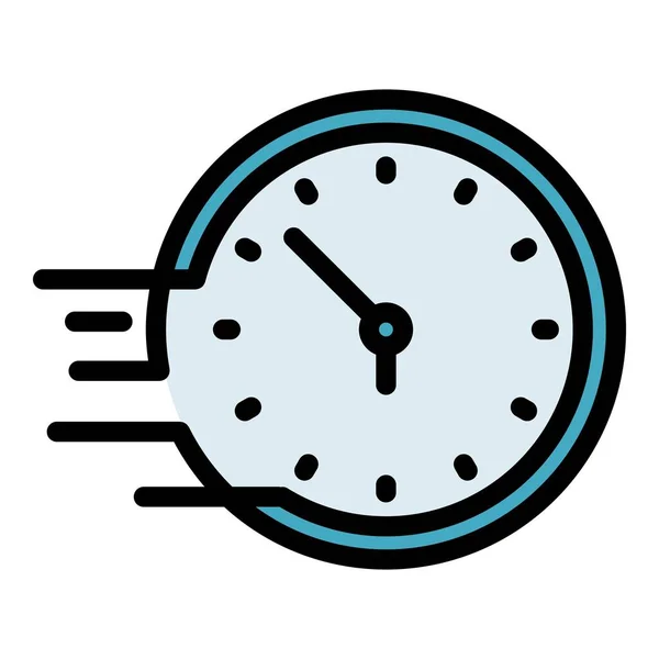 Schnelles Zeitmanagement Symbol Umrissvektor Business Online Jobprojekt Farbe Flach — Stockvektor