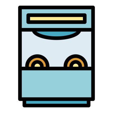 Bulaşık makinesi su ikonunu tamir et. Beyaz arkaplan renklerinde izole edilmiş web tasarımı için ana hatlı bulaşık yıkayıcı su vektör simgesi