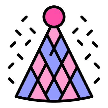 Yeni yıl partisi şapkası ikonu. Beyaz arkaplan renginde izole edilmiş web tasarımı için Yeni Yıl Partisi şapka vektör simgesi