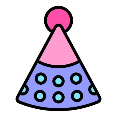 Flamalı parti şapkası ikonu. Beyaz arkaplan rengi üzerinde izole edilmiş web tasarımı için ana hatlı Streamer parti şapka vektör simgesi