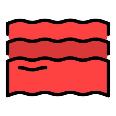 Pastırma ikonu ana hatları vektörü. Domuz dilimi. Kahvaltılık gıda rengi düz