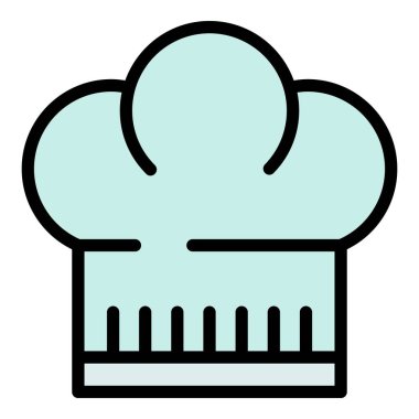 Şef şapka ikonu ana hat vektörü. Yemek mutfağı. Cap ocağı rengi düz